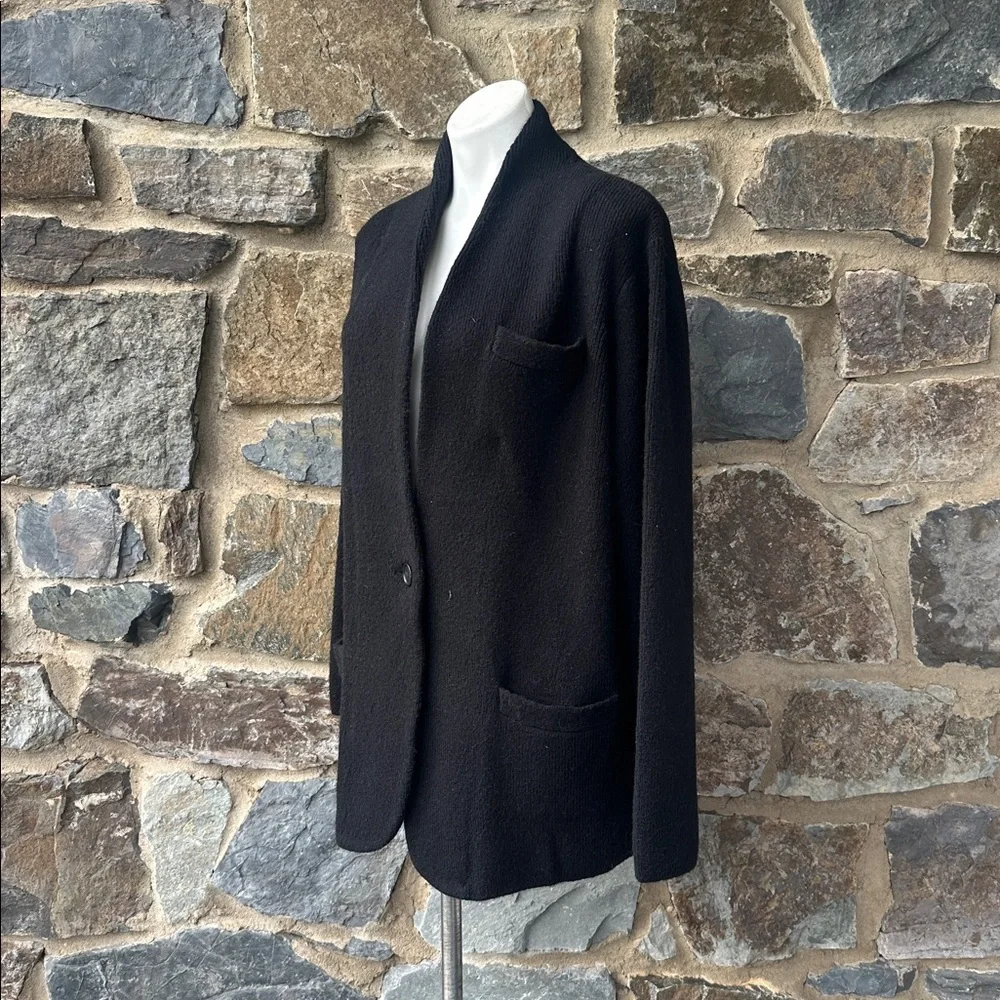 NWT J. Crew Cocoon Alpaca Blend Black Longline Minimalist sweater-blazer Size L